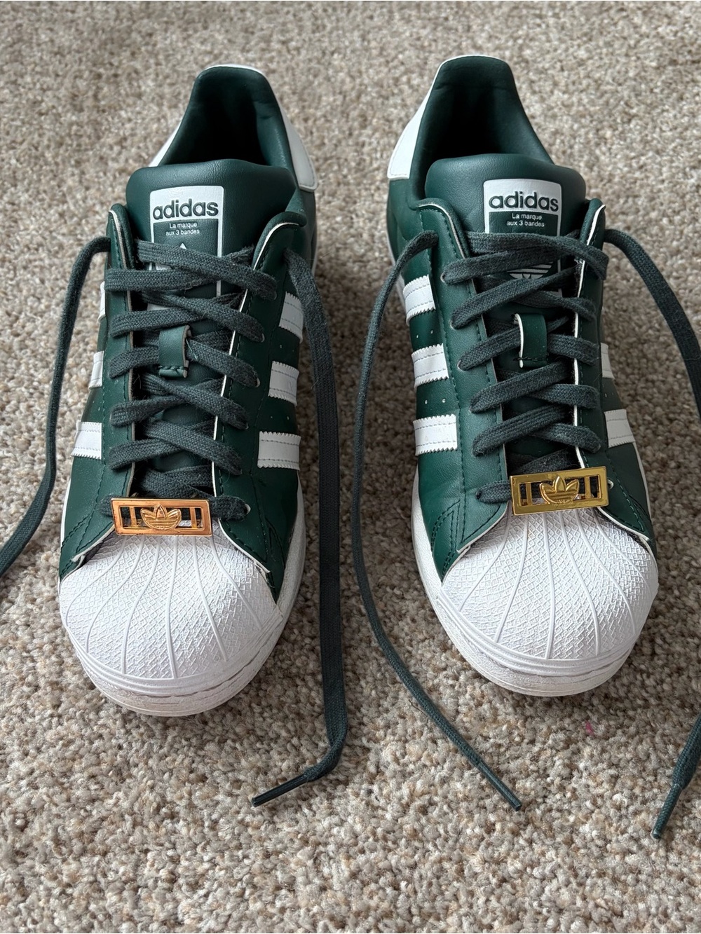 Adidas Green and White Superstar Sneakers - Picture 2 of 7